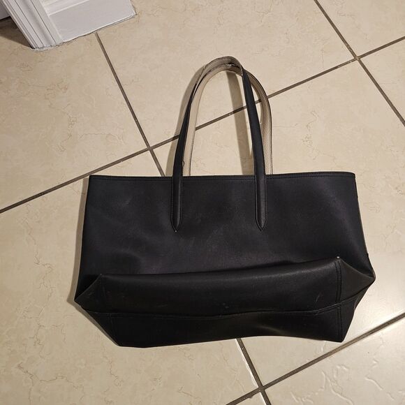 Lacoste Anna Reversible Two-Tone Tote Bag - Women's Black And Beige - Picture 3 of 7